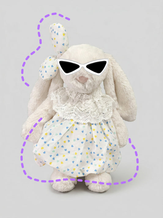 Heart Print Dress Set for Jellycat Bashful Bunny Medium (23 cm) – Sweet Spring Style – gallery 03