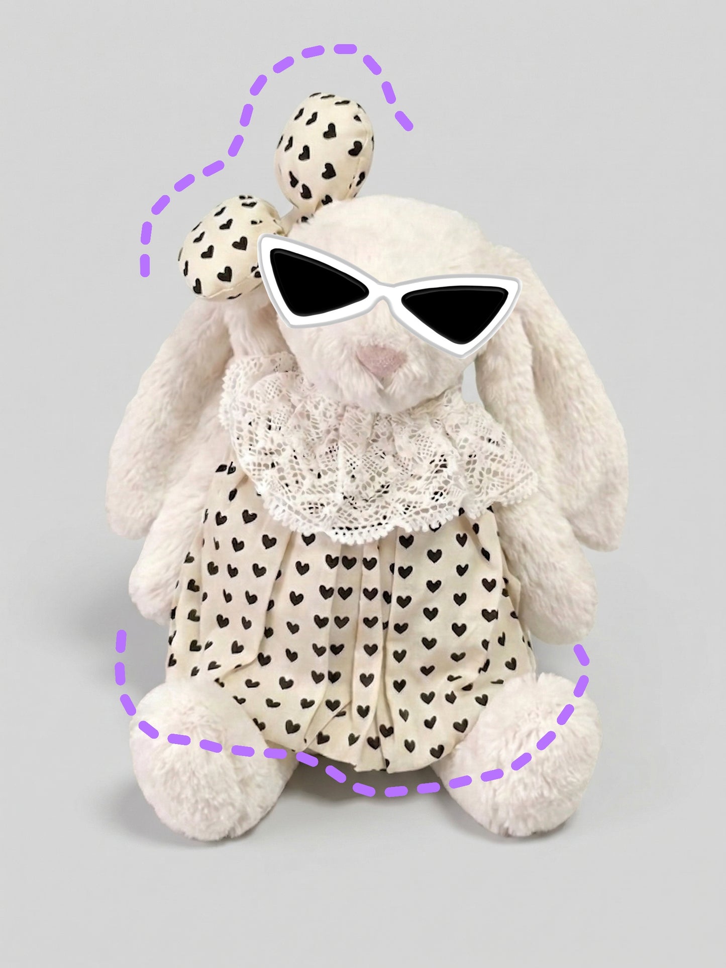 Heart Print Dress Set for Jellycat Bashful Bunny Medium (23 cm) – Sweet Spring Style – gallery 04
