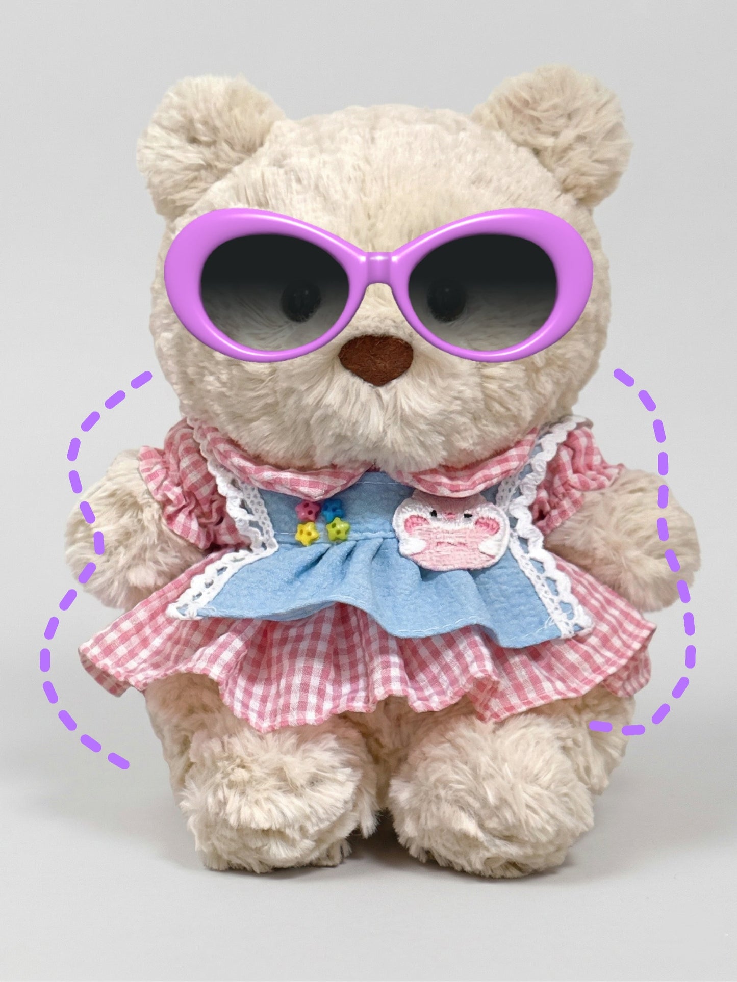 Pink Gingham Dress Set for Bartholomew Bear Junior – Sweet Cottage Style – hero photo