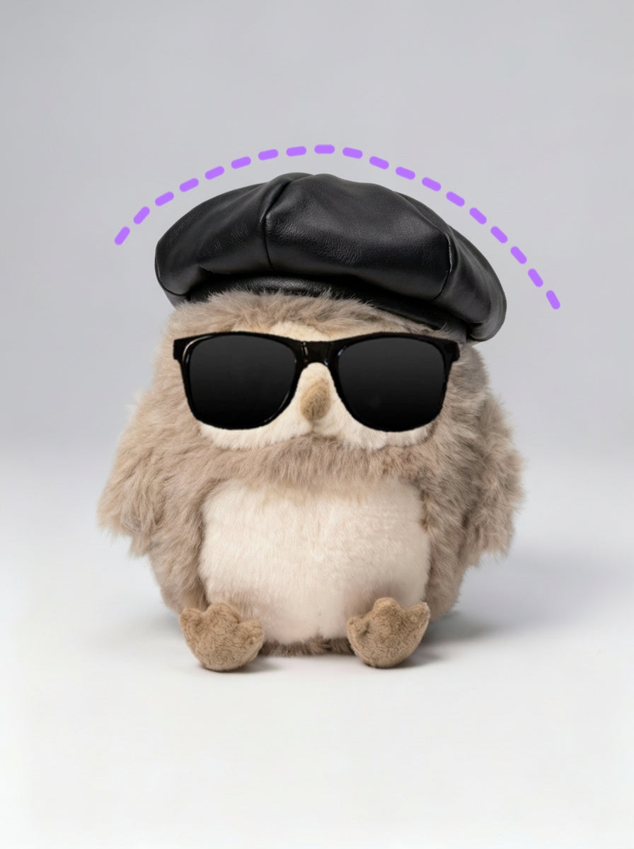 Mini Doll Leather Beret – Retro Chic Hat for Plush Dolls (Fits head circumference of approx. 20–36 cm)