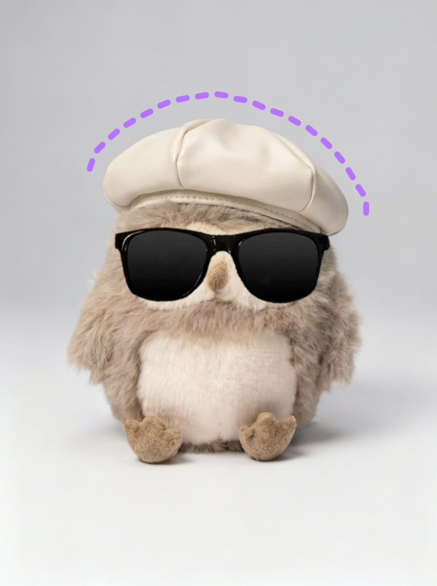 Mini Doll Leather Beret – Retro Chic Hat for Plush Dolls (Fits head circumference of approx. 20–36 cm)