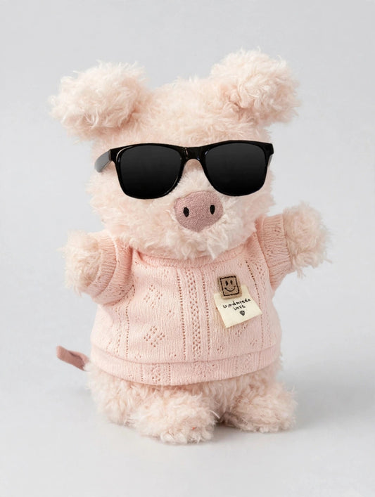Knit sweater hero - pink with sunglasses