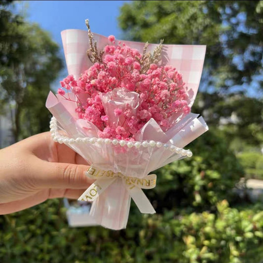 Real Preserved Rose Mini Bouquet – Dried Flower Small Bouquet