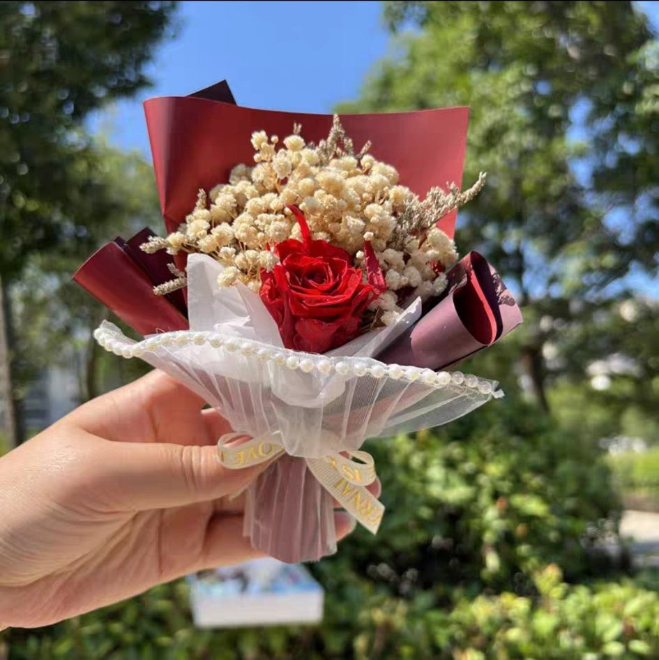 Real Preserved Rose Mini Bouquet – Dried Flower Small Bouquet