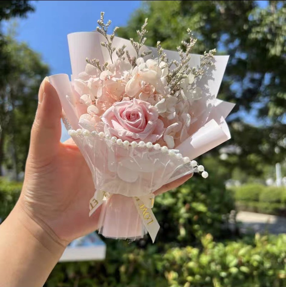 Real Preserved Rose Mini Bouquet – Dried Flower Small Bouquet