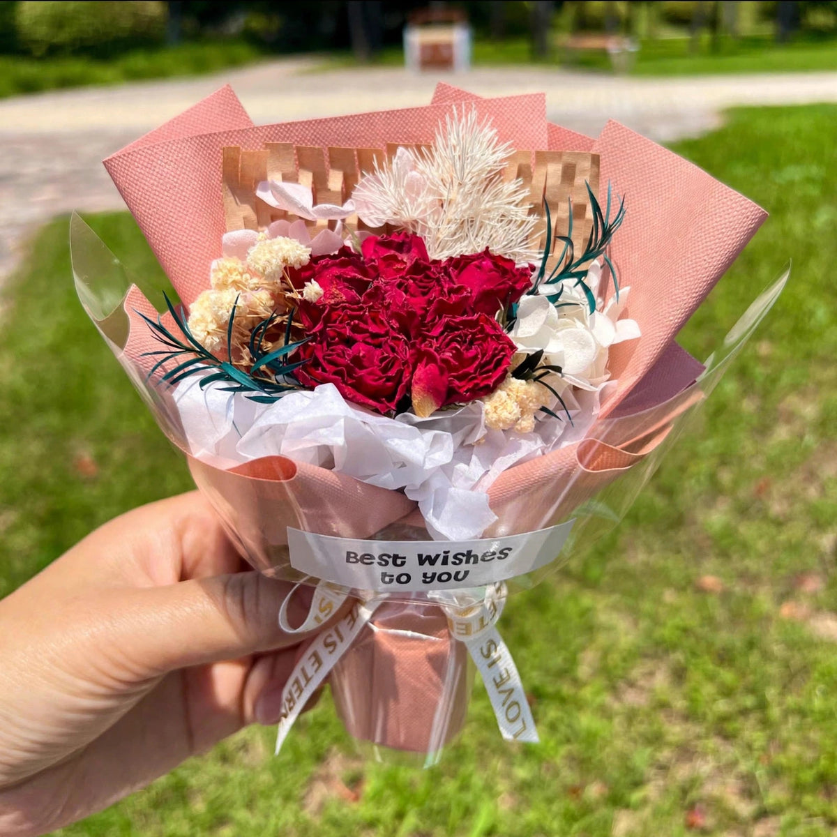 Real Preserved Rose Mini Bouquet – Dried Flower Small Bouquet