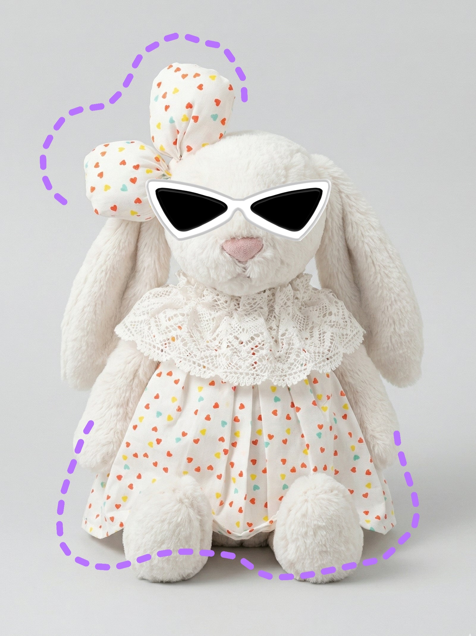 Heart Print Dress Set for Jellycat Bashful Bunny Medium (23 cm) – Sweet Spring Style – gallery 02