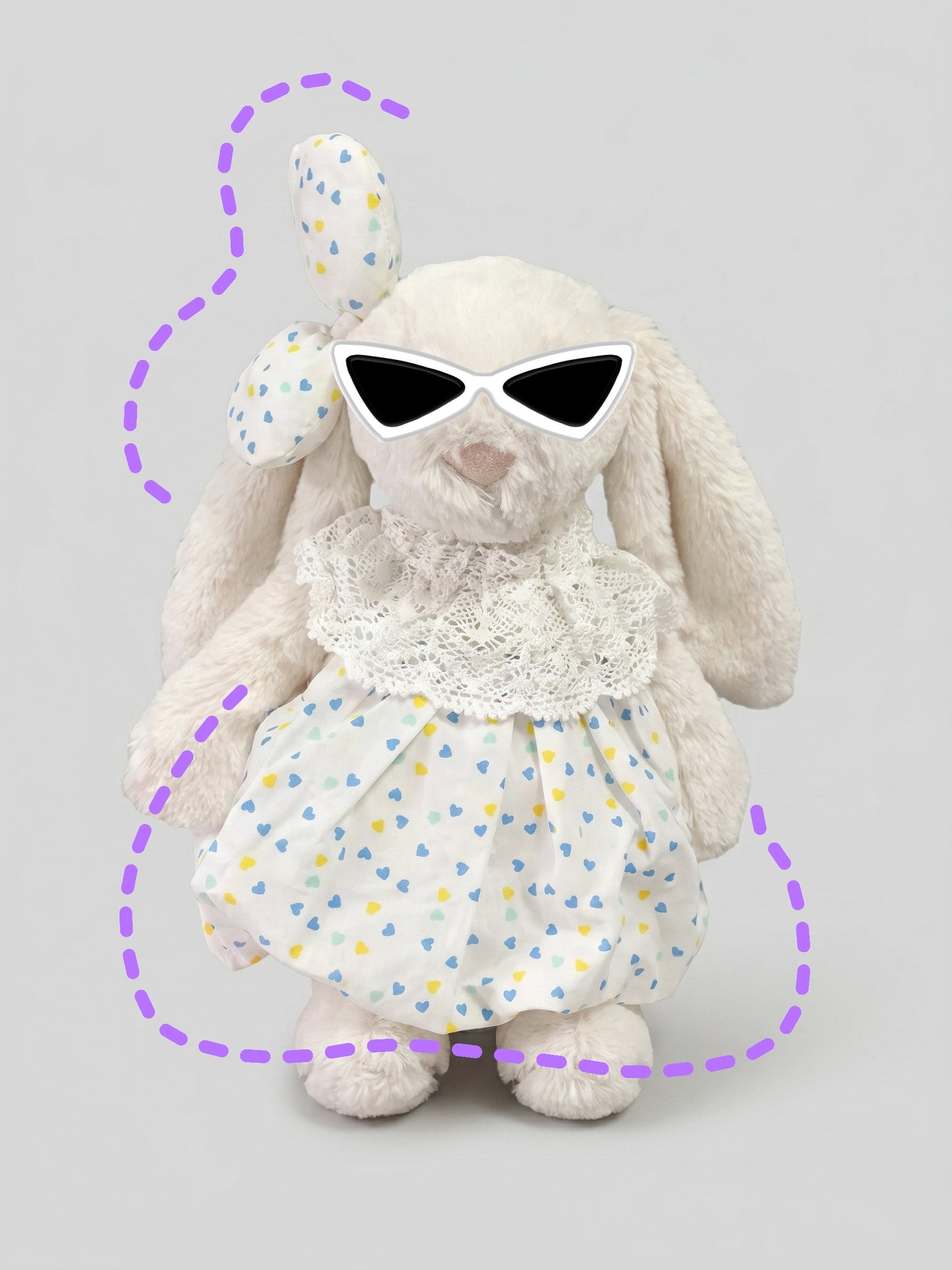 Heart Print Dress Set for Jellycat Bashful Bunny Medium (23 cm) – Sweet Spring Style – gallery 03