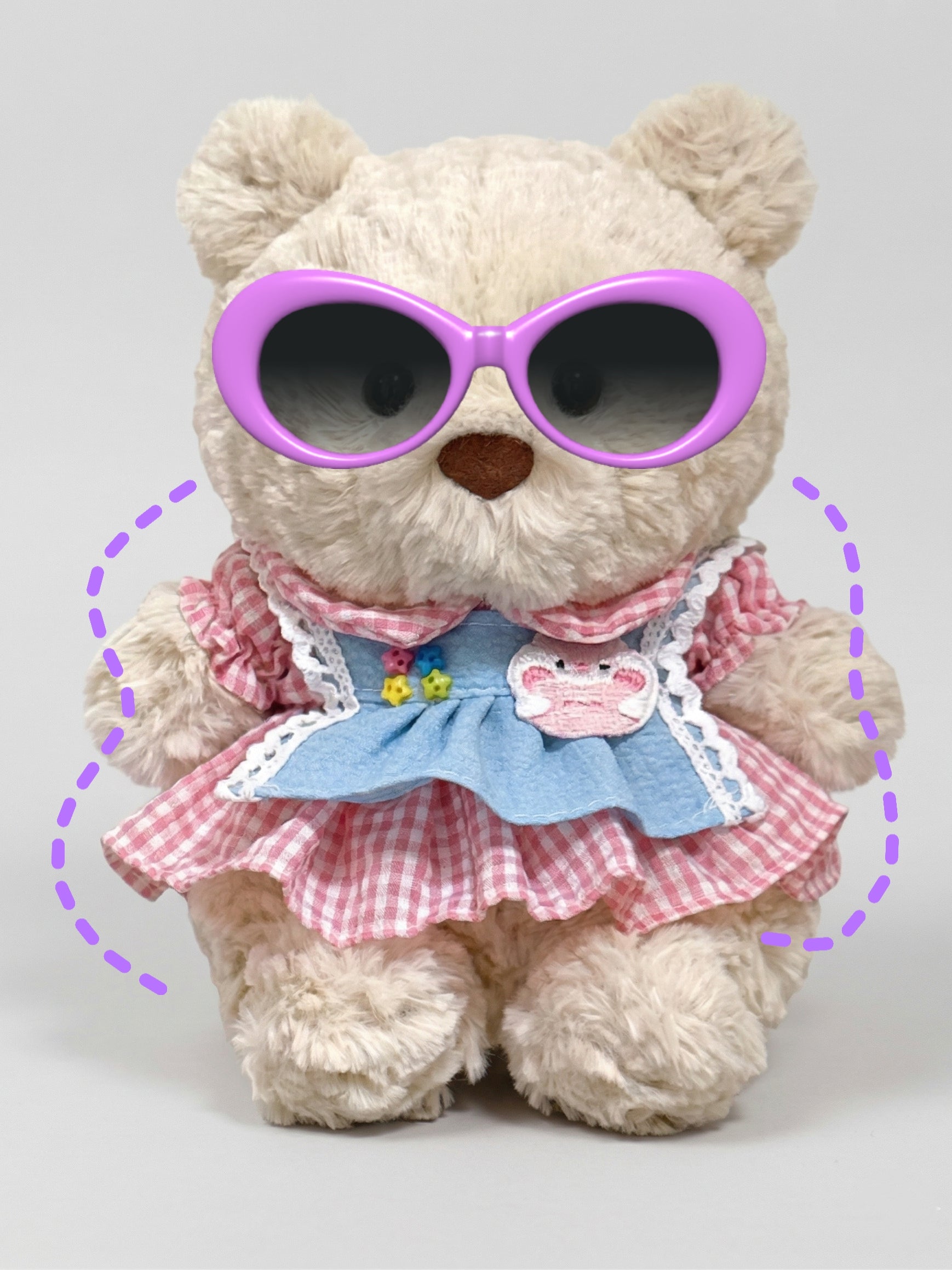 Pink Gingham Dress Set for Bartholomew Bear Junior – Sweet Cottage Style – hero photo