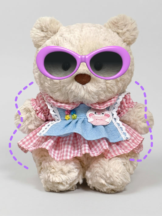 Pink Gingham Dress Set for Bartholomew Bear Junior – Sweet Cottage Style – hero photo