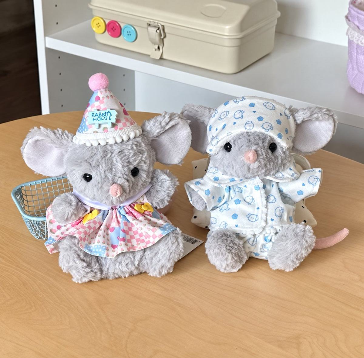Doll Outfit Set for 15cm Grey Mouse Plush – 8 Styles (Pajama, Birthday, Chef & More)