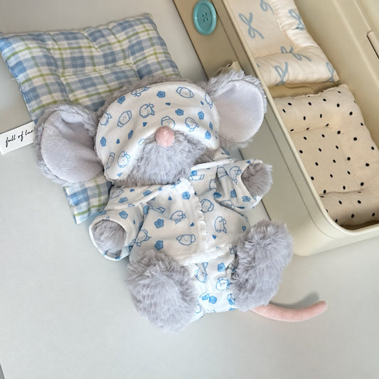 15cm Sweet Grey Mouse - Pajama and Sleep Mask Set